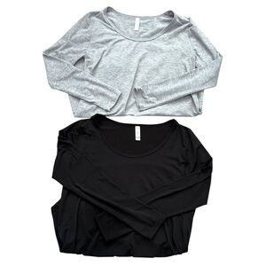 LuLaRoe Women’s Long Sleeve Scoop Neck Top Bundle – Black & Gray – Size Small